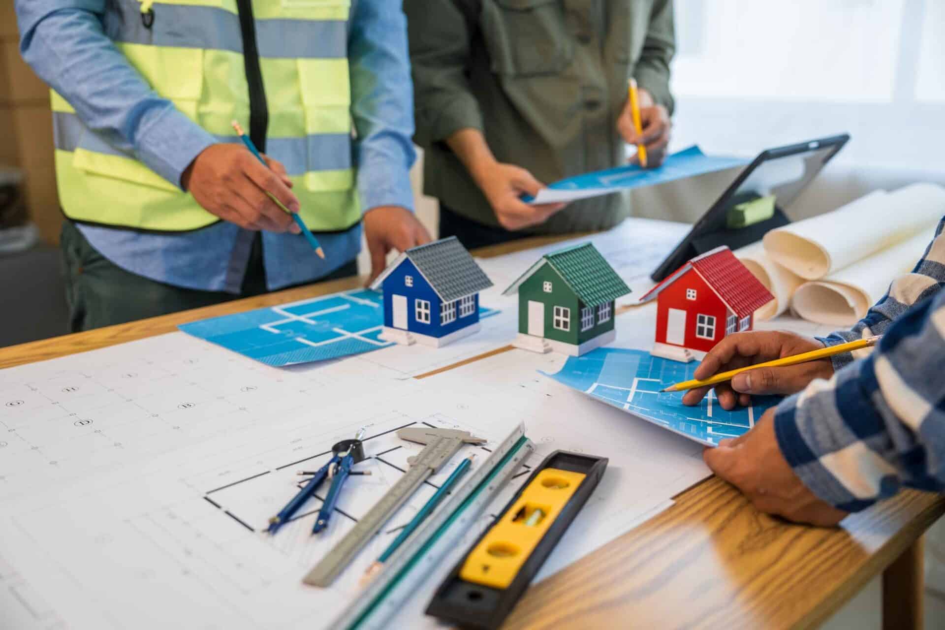 agentes rehabilitadores elaborando un proyecto para un edificio.