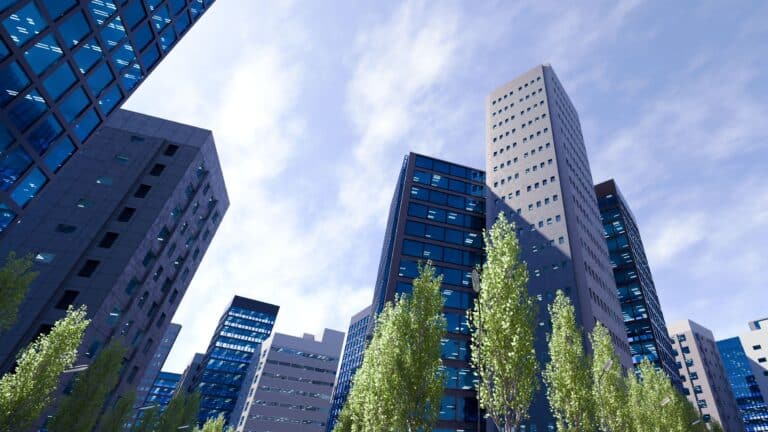 varios rascacielos de cristal que podrían tener el síndrome del edificio enfermo